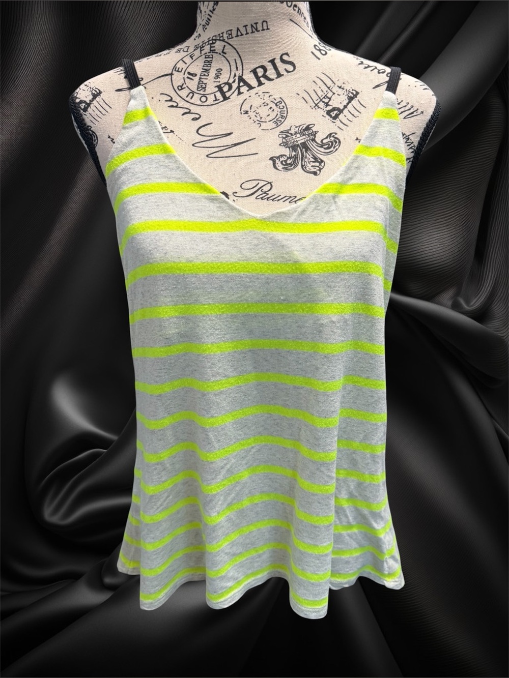 Women’s Speckled & Neon Yellow Striped Tank Top